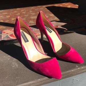 Italian leather velvet pumps fuchsia s39 2.5" heel